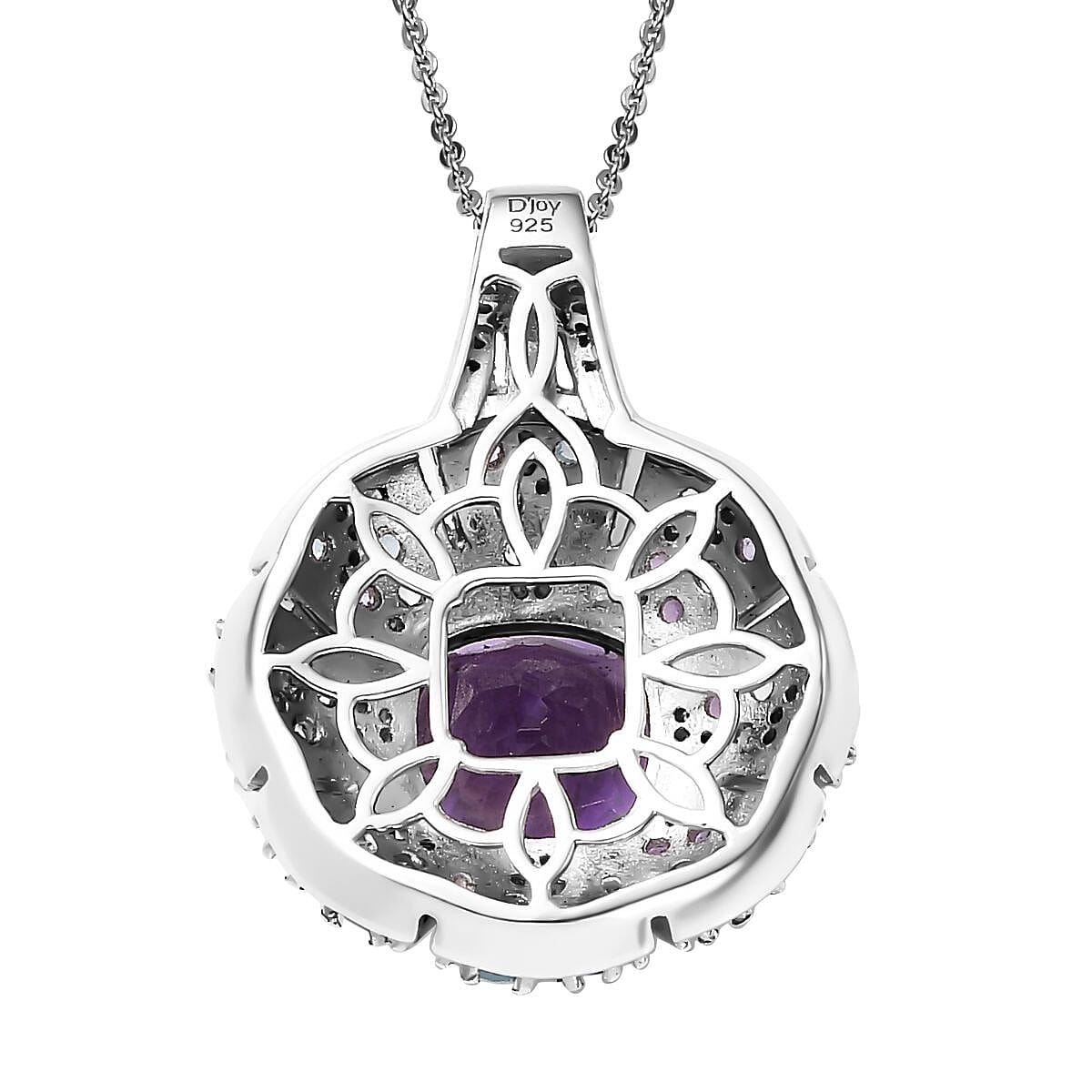 Moroccan Rose 5.65 ctw Floral Pendant Necklace in Rhodium Over Sterling Silver 20 Inches