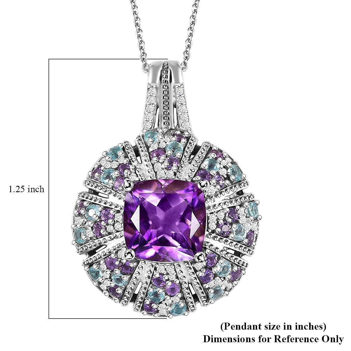 Moroccan Rose 5.65 ctw Floral Pendant Necklace in Rhodium Over Sterling Silver 20 Inches
