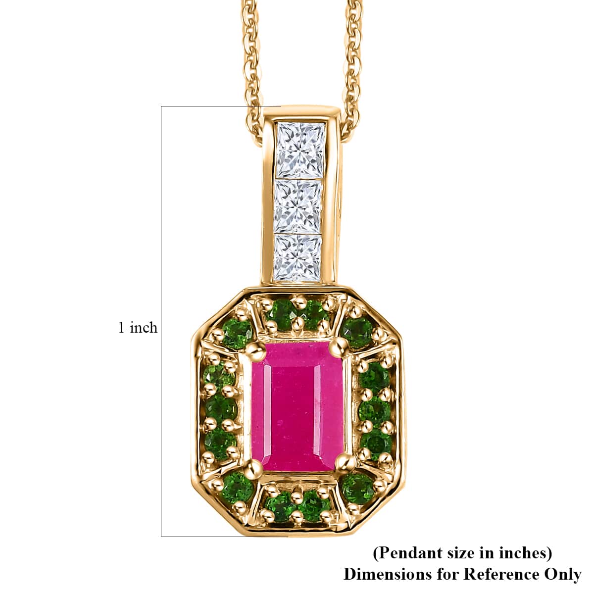 Premium Royal Ruby and Multi Gemstone 2.20 ctw Art Deco Pendant Necklace in 18K Vermeil Yellow Gold Over Sterling Silver 20 Inches image number 6