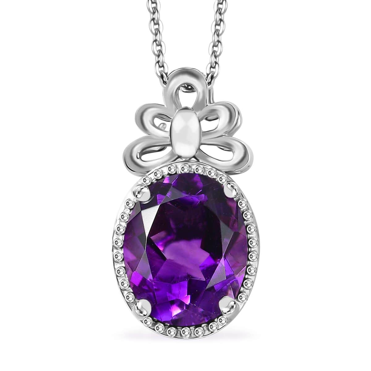 Moroccan Amethyst 2.50 ctw Butterfly Pendant Necklace in Rhodium Over Sterling Silver 20 Inches image number 0