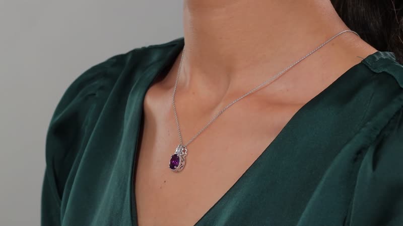 Moroccan Amethyst 2.50 ctw Butterfly Pendant Necklace in Rhodium Over Sterling Silver 20 Inches