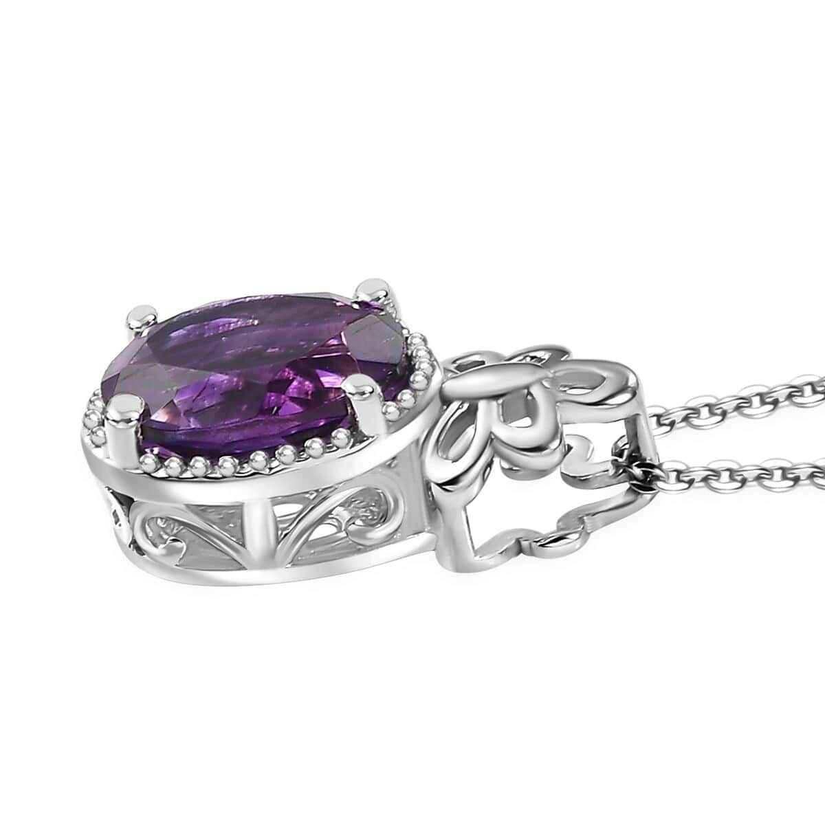 Moroccan Amethyst 2.50 ctw Butterfly Pendant Necklace in Rhodium Over Sterling Silver 20 Inches image number 3