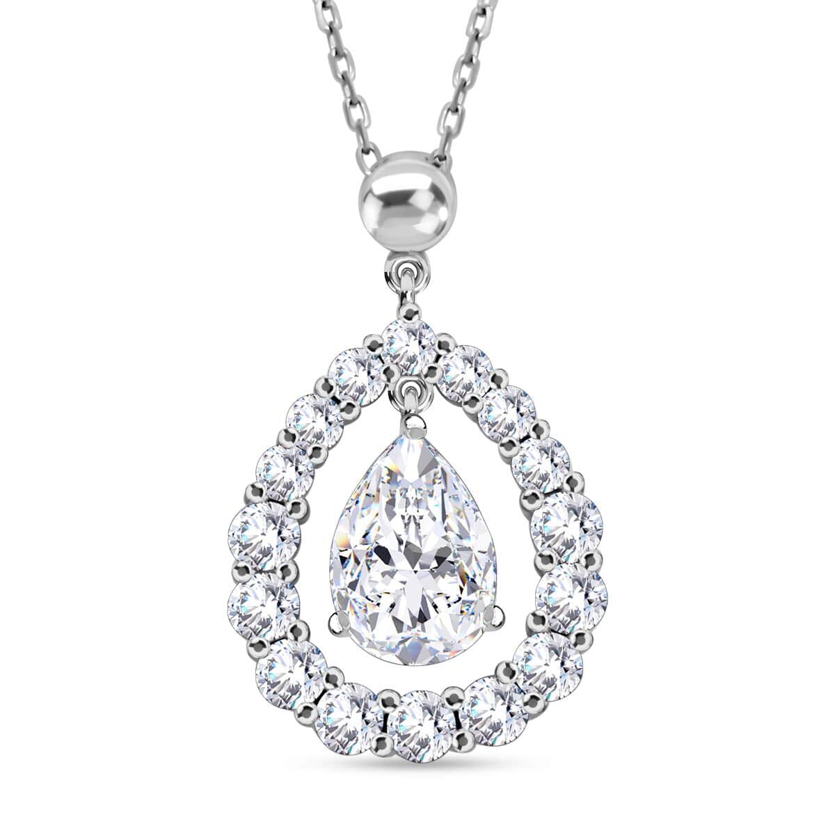 Simulated Diamond 2.15 ctw Pendant Necklace in Sterling Silver 18 Inches image number 0