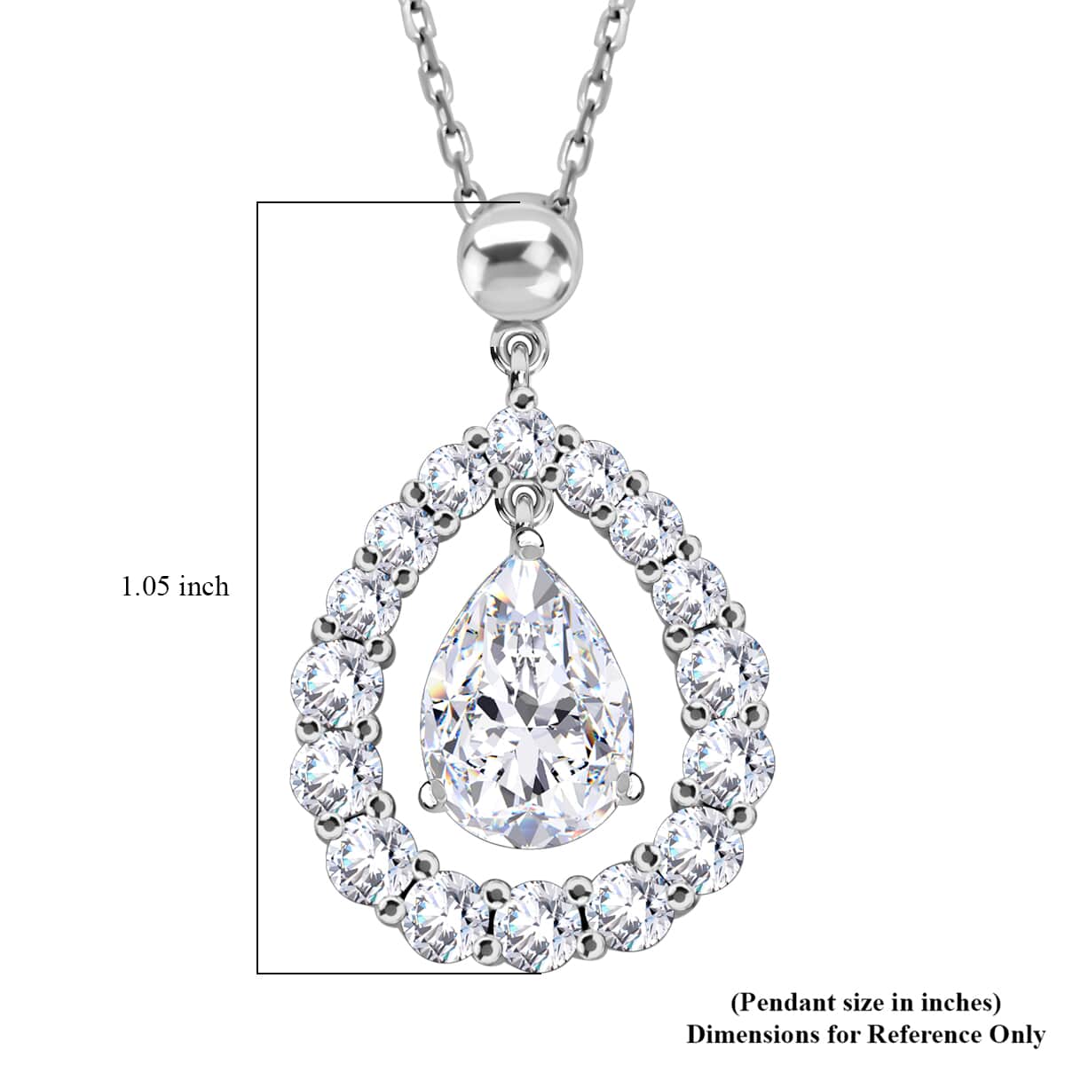 Simulated Diamond 2.15 ctw Pendant Necklace in Sterling Silver 18 Inches image number 6