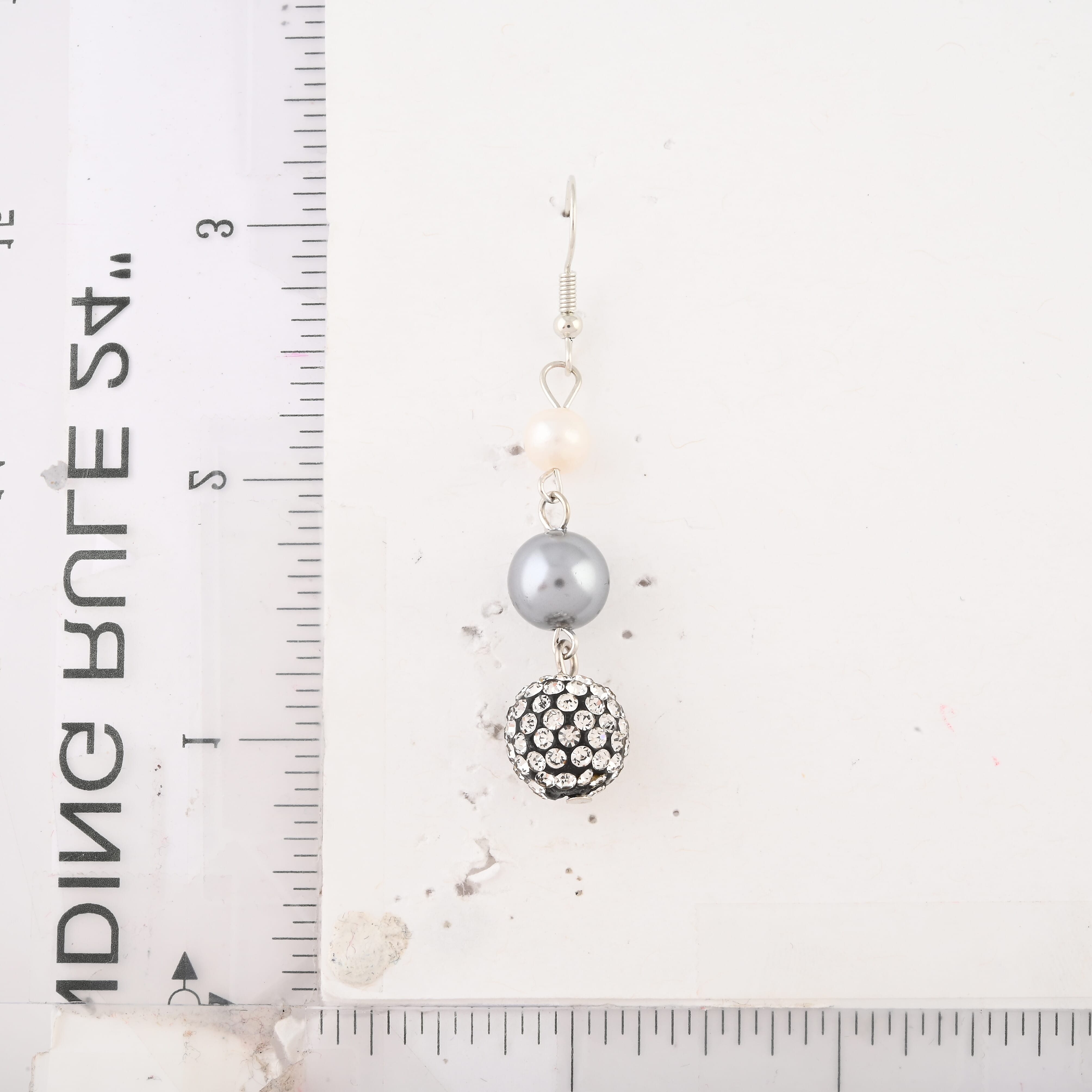 Set of 3, Frewsh Water Pearl and Simulated Diamond 18.75 ctw Necklace and Bracelet (8.00In) and Earrings in Silvertone 18 Inches