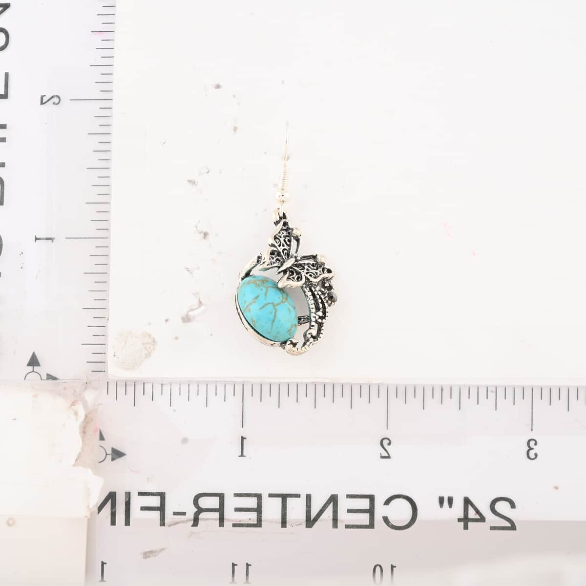 Turquoise 35.00 ctw Earrings and Pendant Necklace in Silvertone 18 Inches image number 6