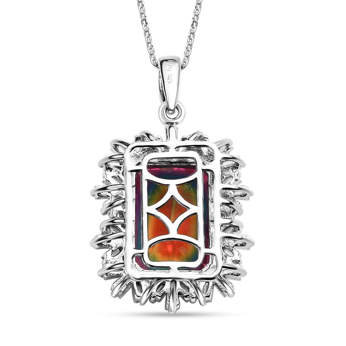 Nebula Quartz Doublet and Moissanite 8.85 ctw Cosmic Ray Pendant Necklace in Rhodium Over Sterling Silver 20 Inches image number 4