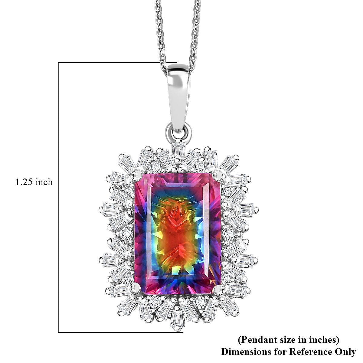 Nebula Quartz Doublet and Moissanite 8.85 ctw Cosmic Ray Pendant Necklace in Rhodium Over Sterling Silver 20 Inches