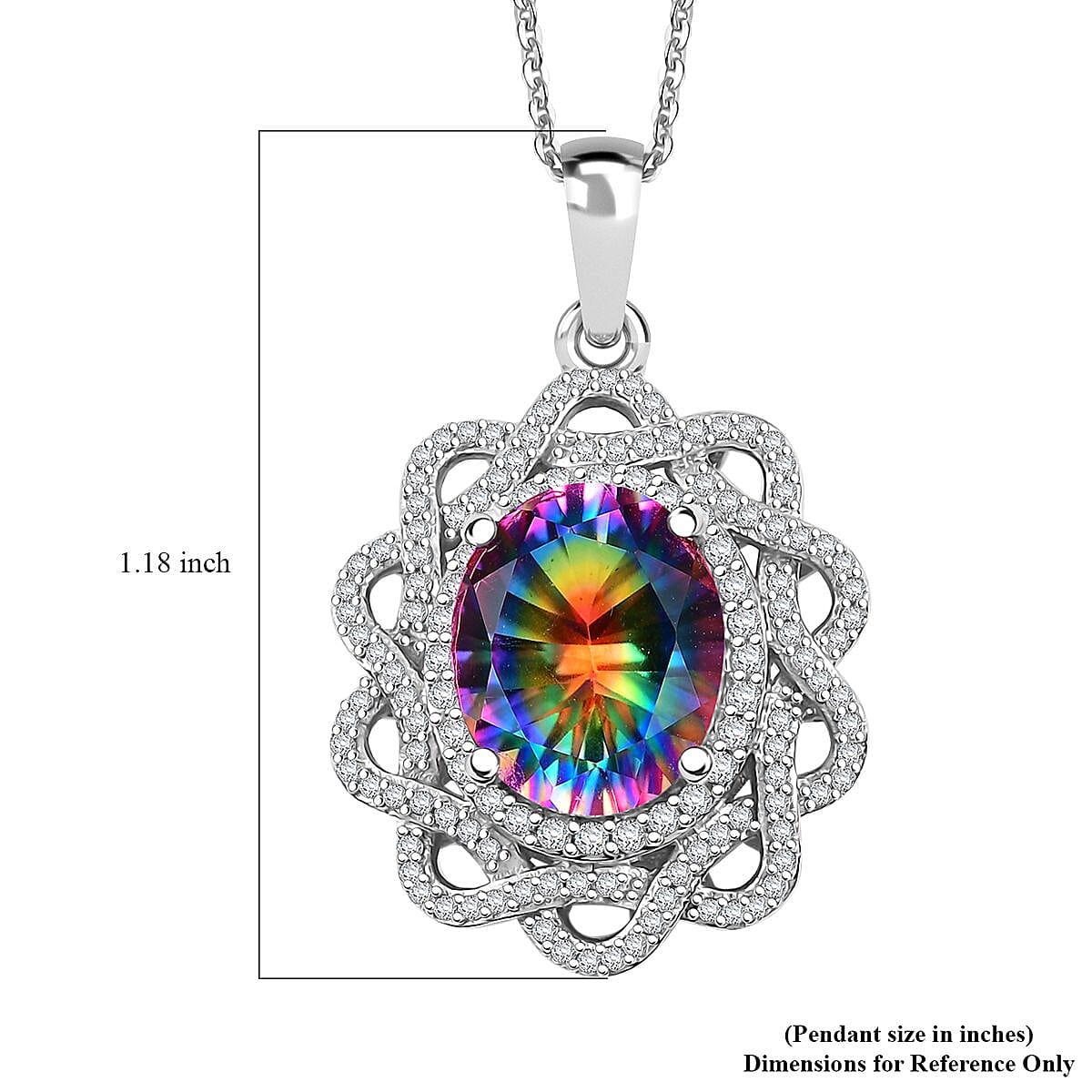 Nebula Quartz Doublet and Moissanite 4.65 ctw Eternal Spectrum Pendant Necklace in Rhodium Over Sterling Silver 20 Inches
