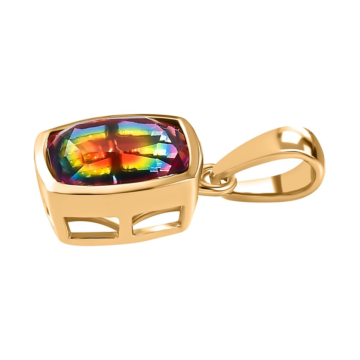 Nebula Quartz Doublet 7.52 ctw Ring (Size 10.0) and Pendant in Vermeil YG Over Sterling Silver