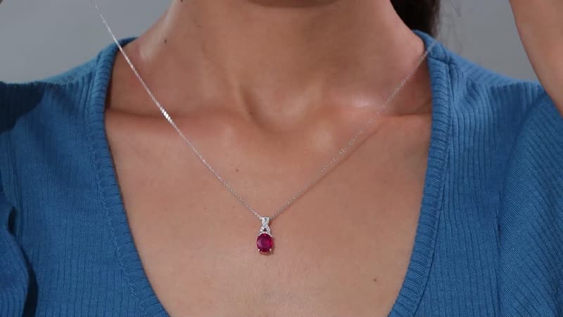 Premium Niassa Ruby (FF) and White Zircon 2.75 ctw Infinity Pendant Necklace in Rhodium Over Sterling Silver 20 Inches