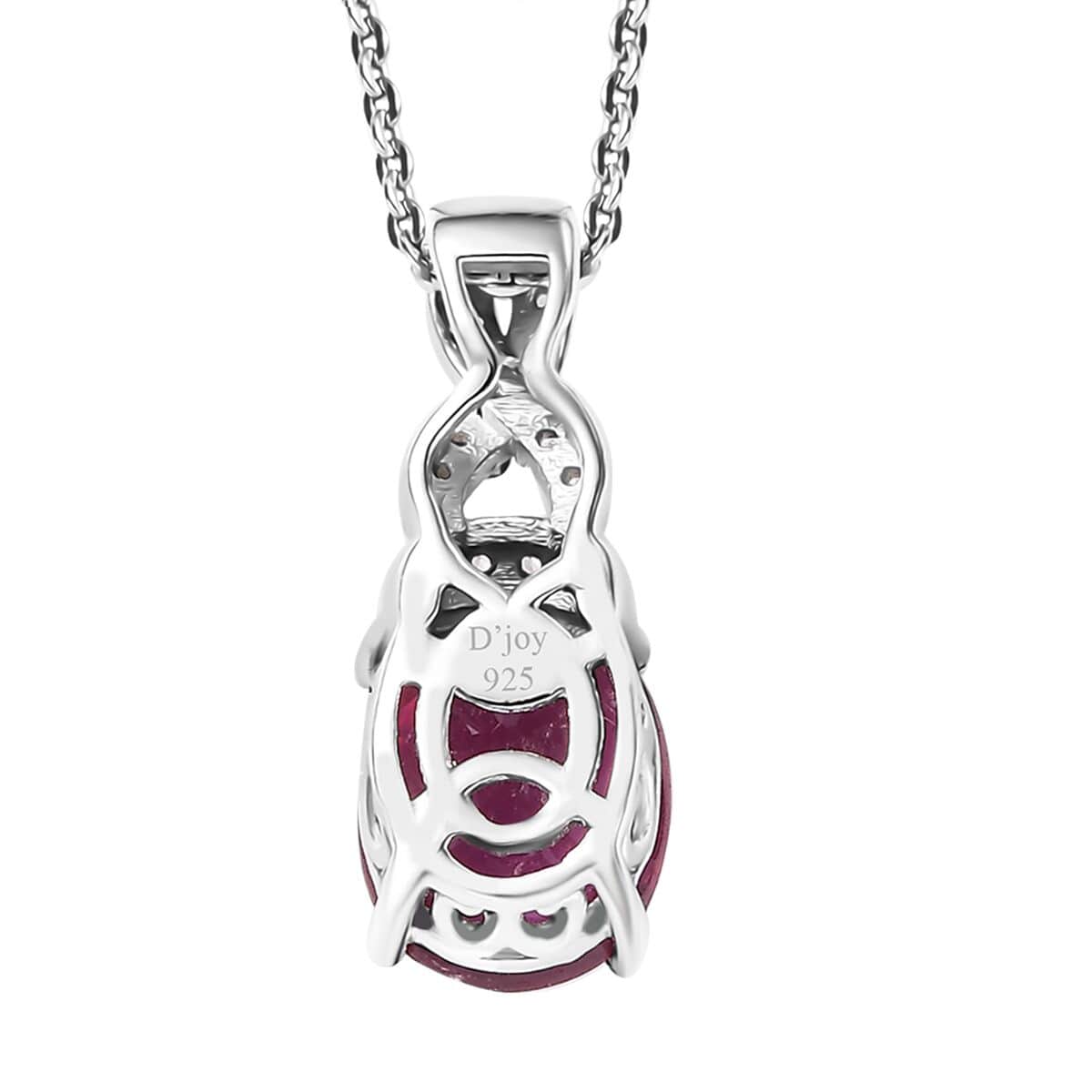 Premium Niassa Ruby (FF) and White Zircon 2.75 ctw Infinity Pendant Necklace in Rhodium Over Sterling Silver 20 Inches image number 4