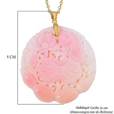 Pink Conch Shell Carved Phoenix Pendant 90.00 ctw Necklace in Vermeil YG Over Sterling Silver (20 Inches)