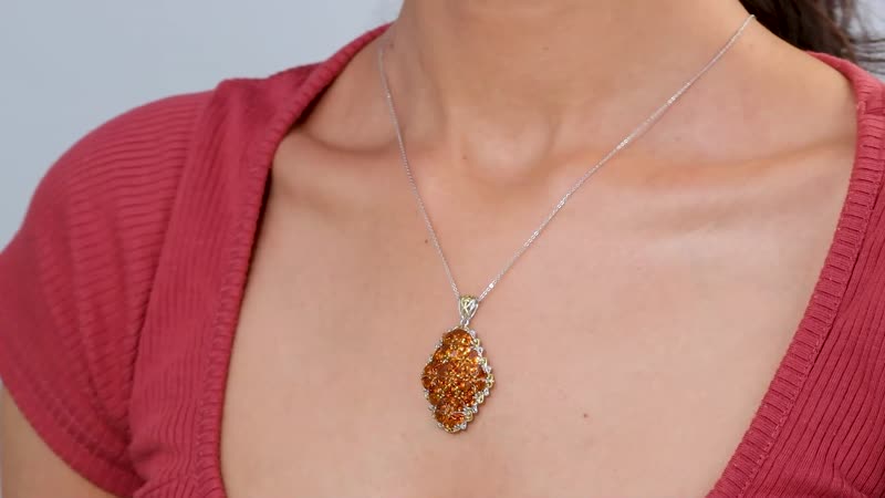 Santa Ana Madeira Citrine 7.10 ctw Pendant Necklace in 18K Vermeil YG and Rhodium Over Sterling Silver 20 Inches