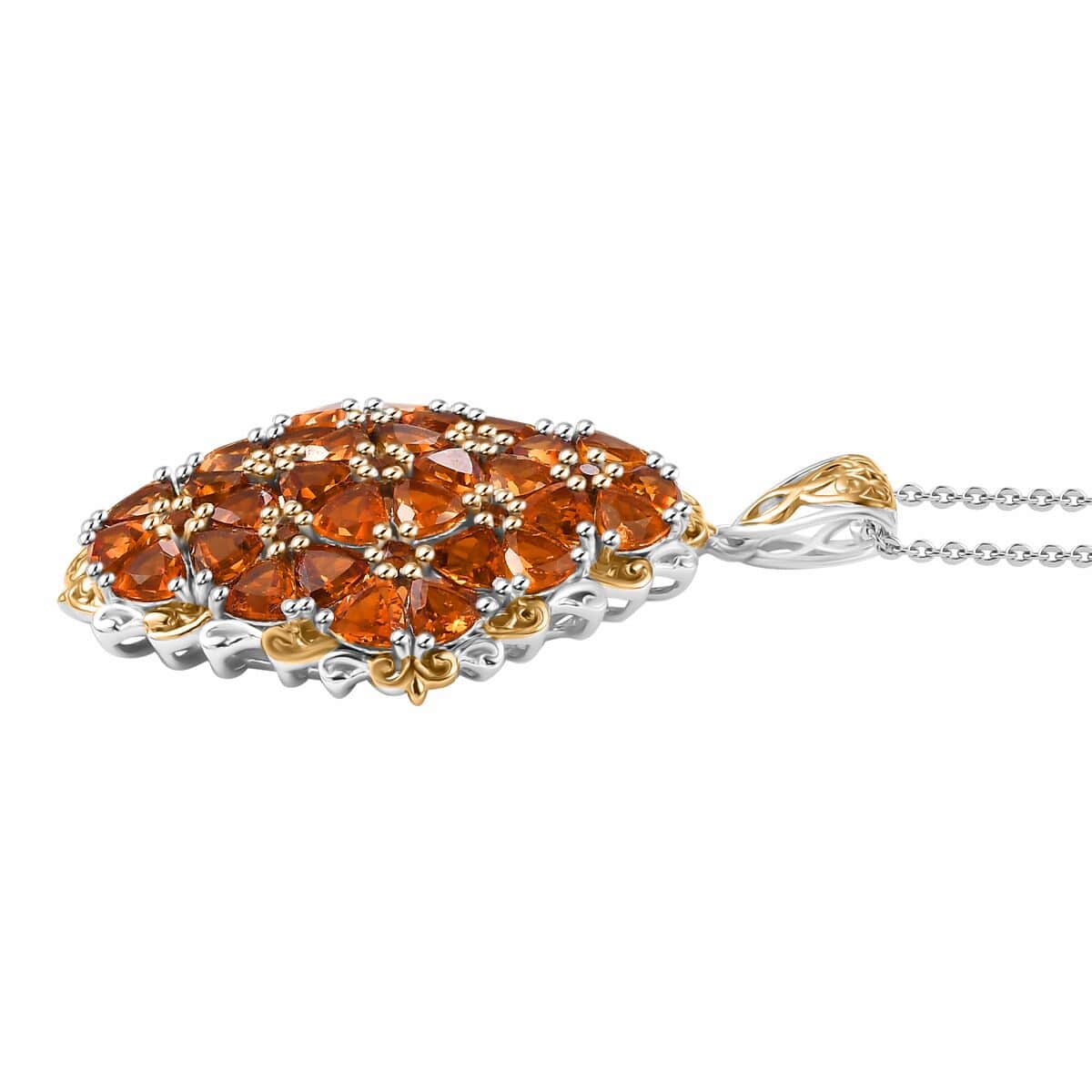 Santa Ana Madeira Citrine 7.10 ctw Pendant Necklace in 18K Vermeil YG and Rhodium Over Sterling Silver 20 Inches image number 3