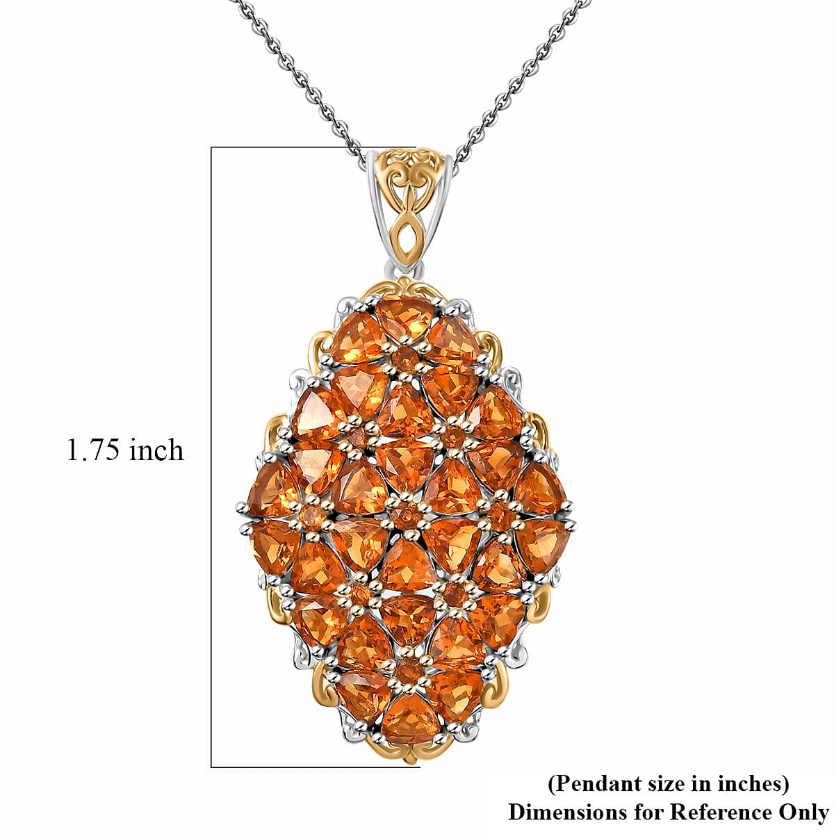 Santa Ana Madeira Citrine 7.10 ctw Bunch of Flower Pendant Necklace in 18K Vermeil YG and Rhodium Over Sterling Silver 20 Inches
