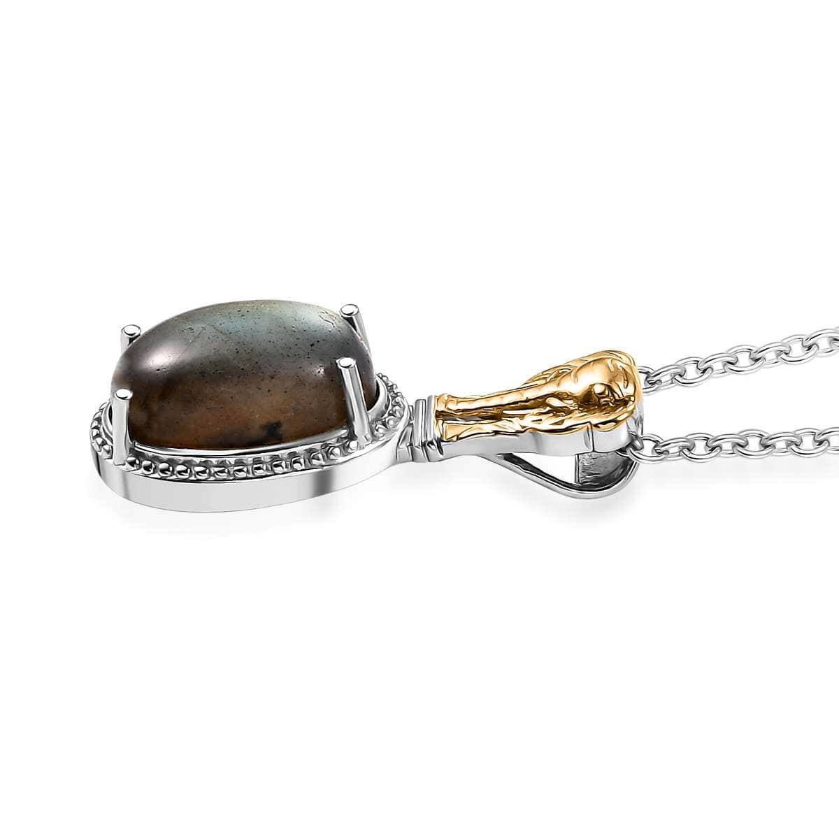 Karis Malagasy Labradorite 7.00 ctw Elephant Pendant in 18K YG Plated and Platinum Bond with Stainless Steel Necklace 20 Inches image number 4