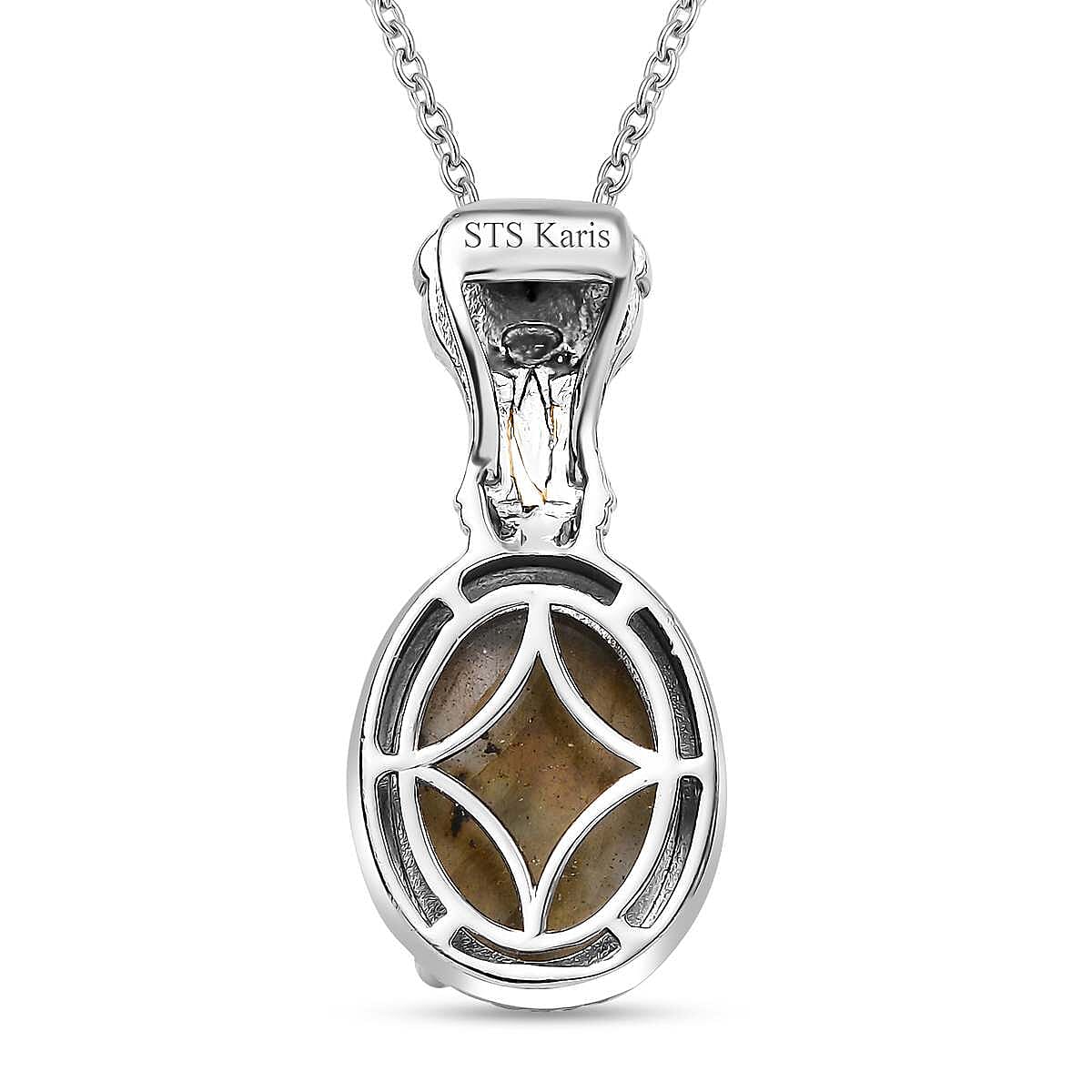 Karis Malagasy Labradorite 7.00 ctw Elephant Pendant in 18K YG Plated and Platinum Bond with Stainless Steel Necklace 20 Inches