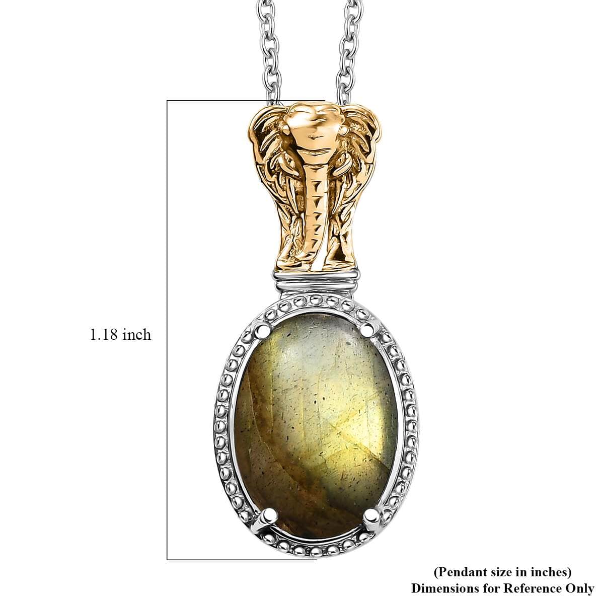 Karis Malagasy Labradorite 7.00 ctw Elephant Pendant in 18K YG Plated and Platinum Bond with Stainless Steel Necklace 20 Inches image number 7