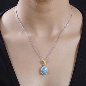 Karis Mojave Blue Turquoise 5.10 ctw Elephant Pendant in 18K YG Plated and Platinum Bond with Stainless Steel Necklace 20 Inches