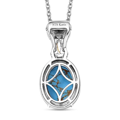 Karis Mojave Blue Turquoise 5.10 ctw Elephant Pendant in 18K YG Plated and Platinum Bond with Stainless Steel Necklace 20 Inches