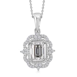 Moissanite 2.00 ctw Ice Castle Pendant Necklace in Rhodium Over Sterling Silver 20 Inches