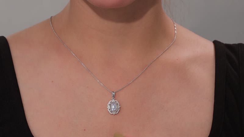 Moissanite 2.00 ctw Ice Castle Pendant Necklace in Rhodium Over Sterling Silver 20 Inches