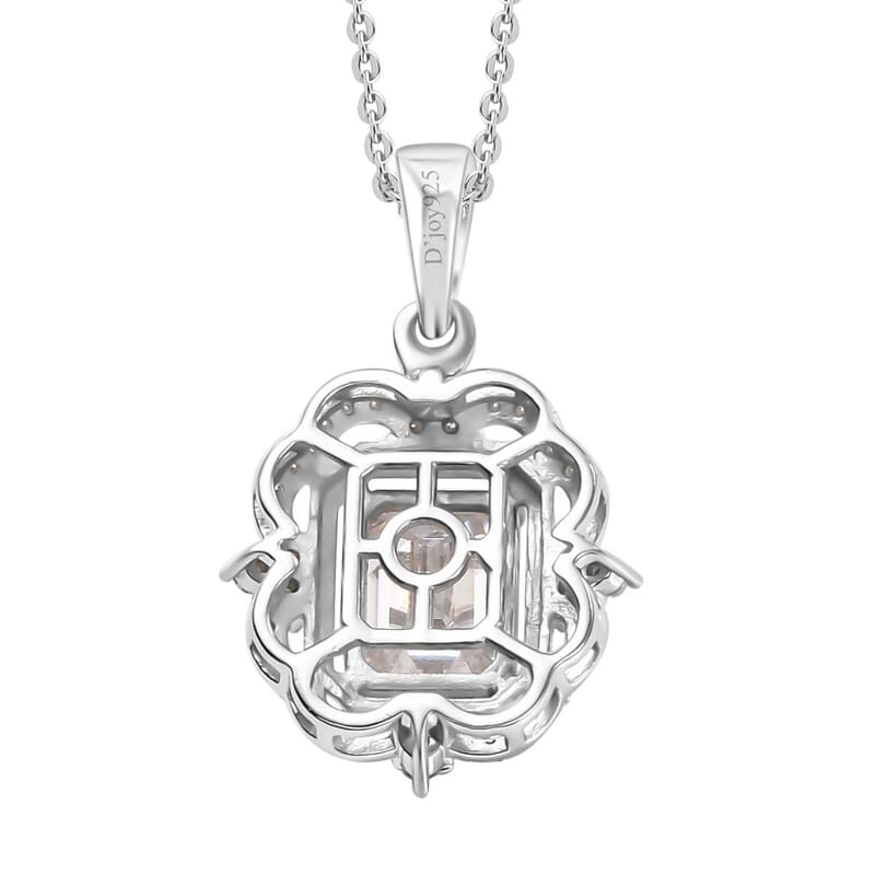 Moissanite 2.00 ctw Ice Castle Pendant Necklace in Rhodium Over Sterling Silver 20 Inches