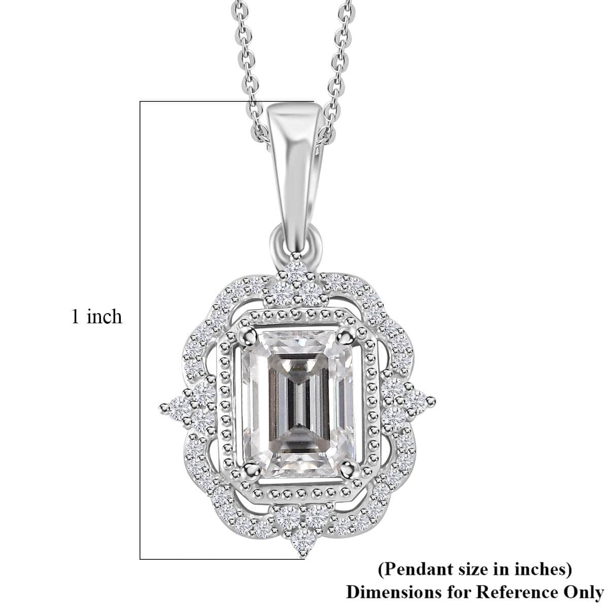 Moissanite 2.00 ctw Ice Castle Pendant Necklace in Rhodium Over Sterling Silver 20 Inches image number 5