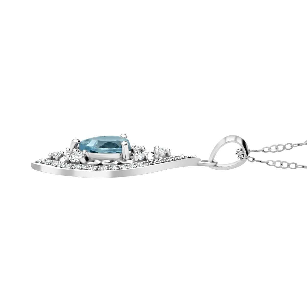 Blue Topaz and Simulated Diamond 4.30 ctw Heart Pendant Necklace in Sterling Silver 18 Inches image number 2