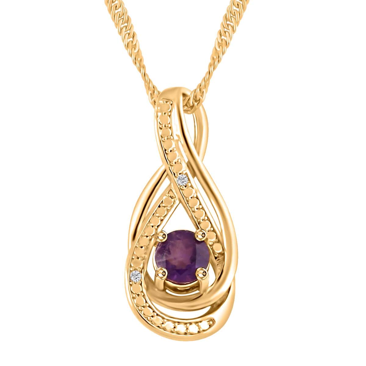 Amethyst and Simulated Diamond 2.00 ctw Earrings and Pendant Necklace in Goldtone 18 Inches image number 2