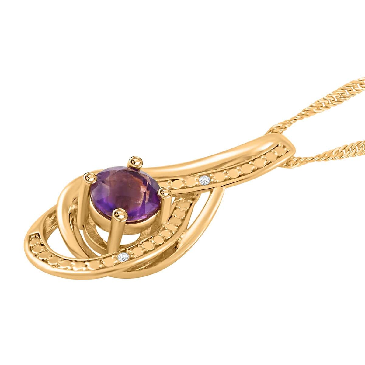 Amethyst and Simulated Diamond 2.00 ctw Earrings and Pendant Necklace in Goldtone 18 Inches image number 3