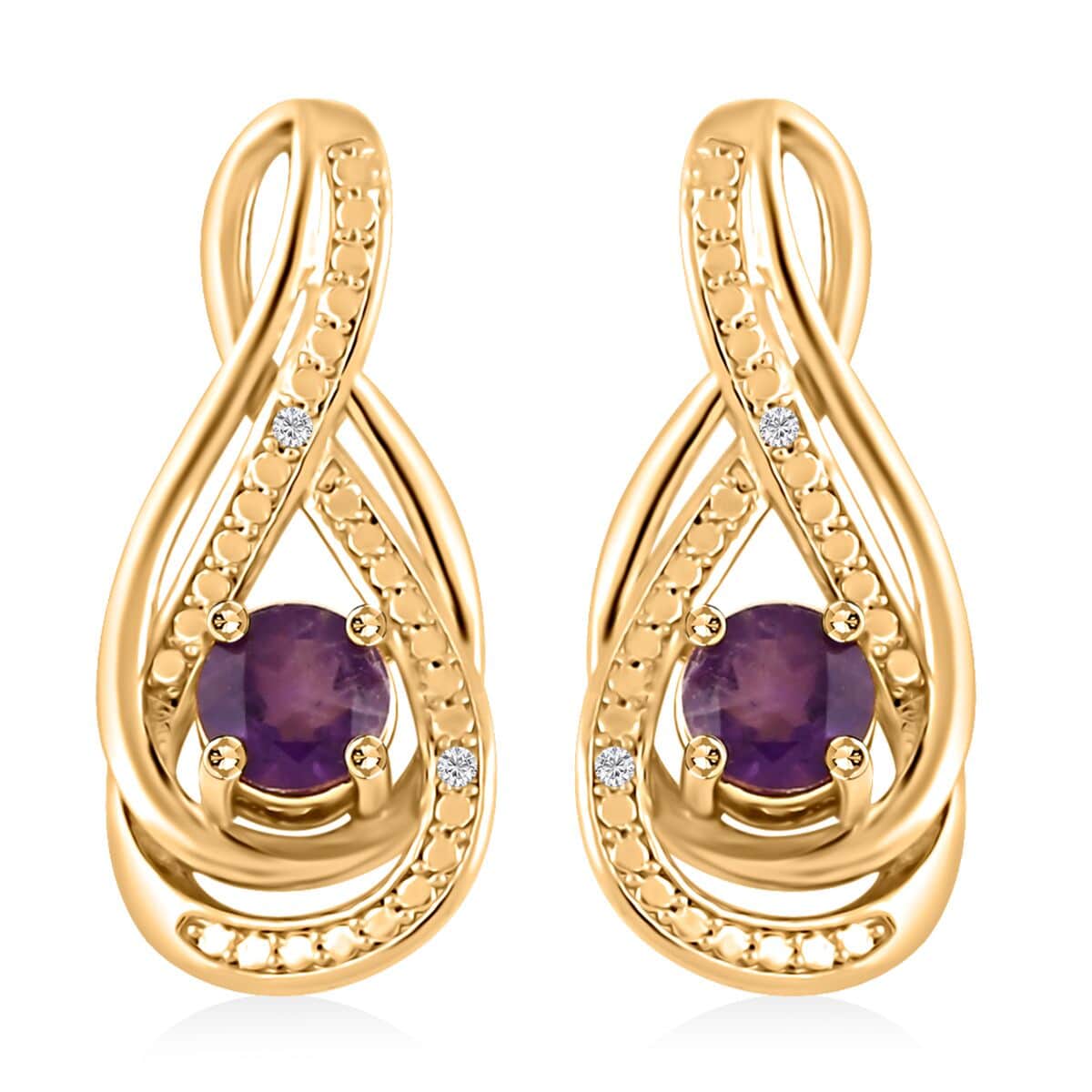 Amethyst and Simulated Diamond 2.00 ctw Earrings and Pendant Necklace in Goldtone 18 Inches image number 5