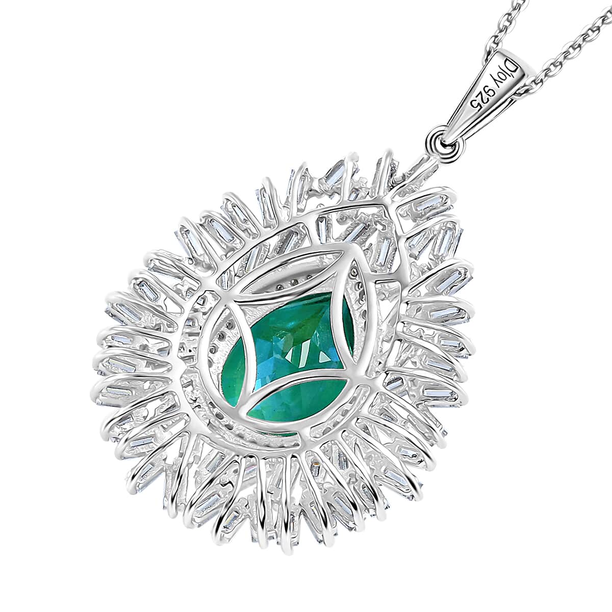 Peacock Quartz (Triplet) and Moissanite 8.30 ctw Aurora Cascade Pendant Necklace in Rhodium Over Sterling Silver 20 Inches image number 4