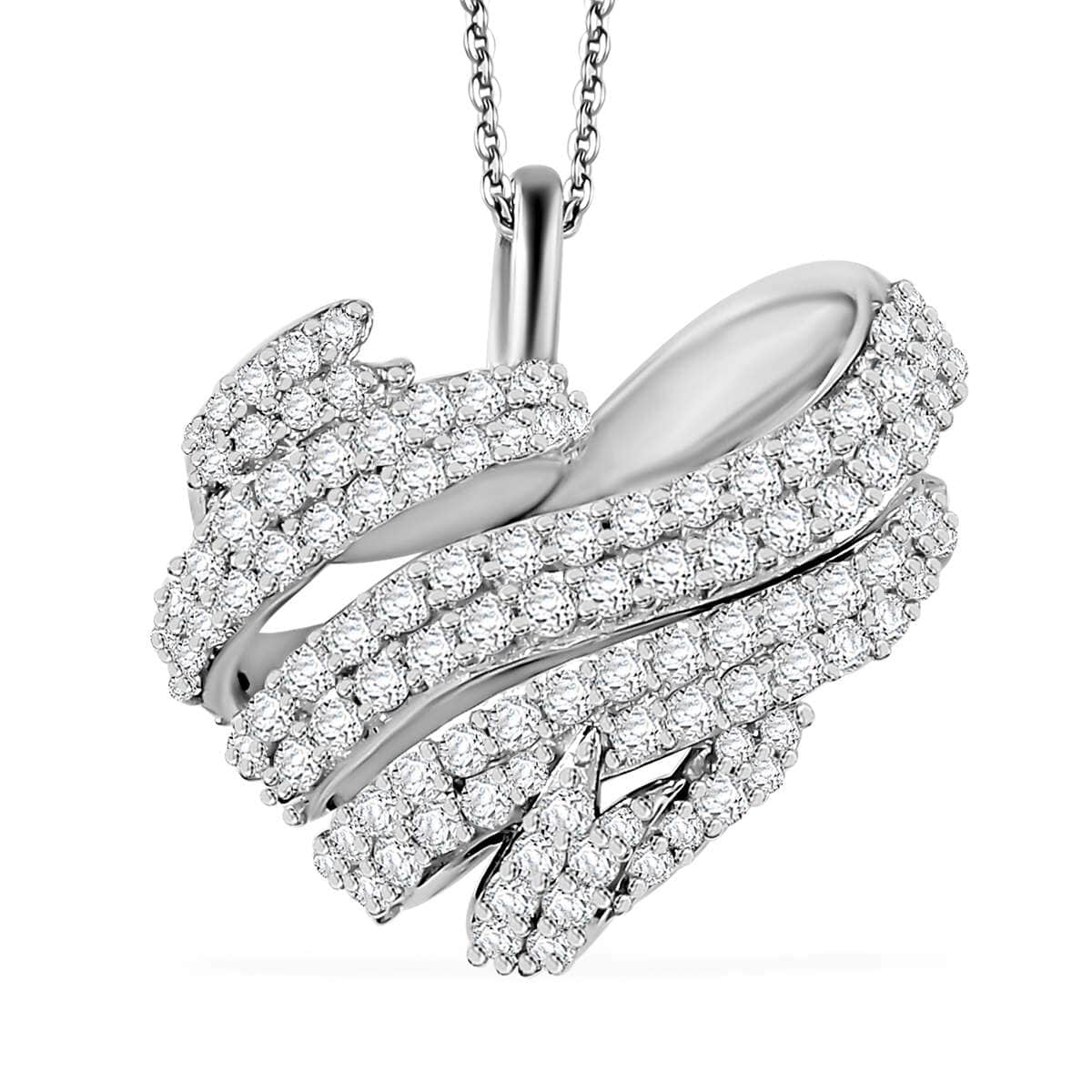 GP Amore Collection Diamond 0.50 ctw Heart Pendant Necklace in Rhodium Over Sterling Silver 20 Inches image number 0