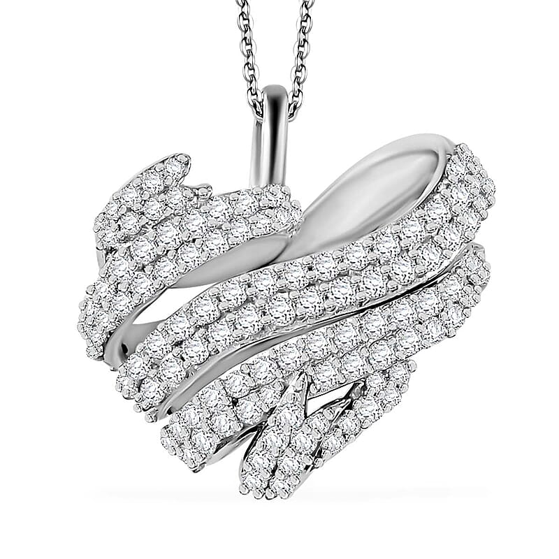 GP Amore Collection Diamond 0.50 ctw Heart Pendant Necklace in Rhodium Over Sterling Silver 20 Inches