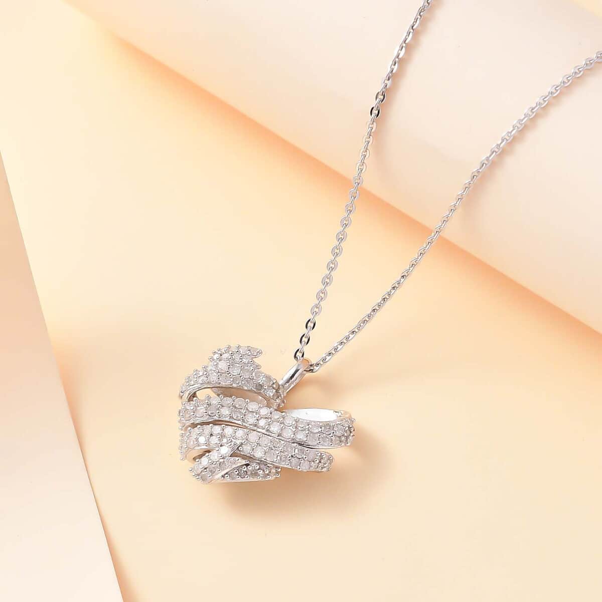 GP Amore Collection Diamond 0.50 ctw Heart Pendant Necklace in Rhodium Over Sterling Silver 20 Inches image number 1