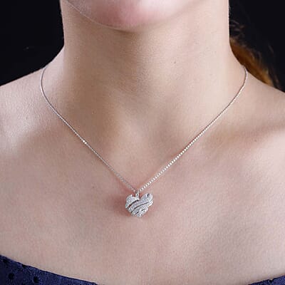 GP Amore Collection Diamond 0.50 ctw Heart Pendant Necklace in Rhodium Over Sterling Silver 20 Inches