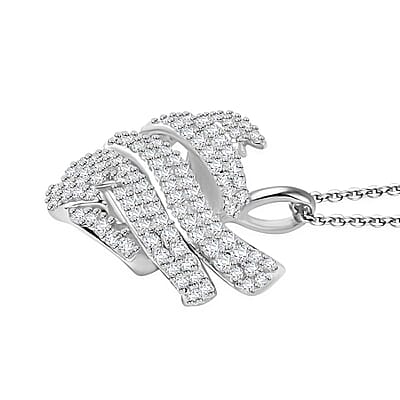 GP Amore Collection Diamond 0.50 ctw Heart Pendant Necklace in Rhodium Over Sterling Silver 20 Inches