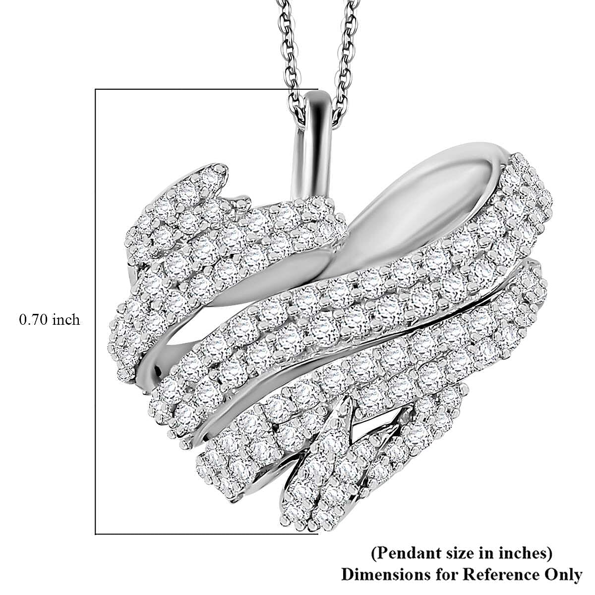 GP Amore Collection Diamond 0.50 ctw Heart Pendant Necklace in Rhodium Over Sterling Silver 20 Inches