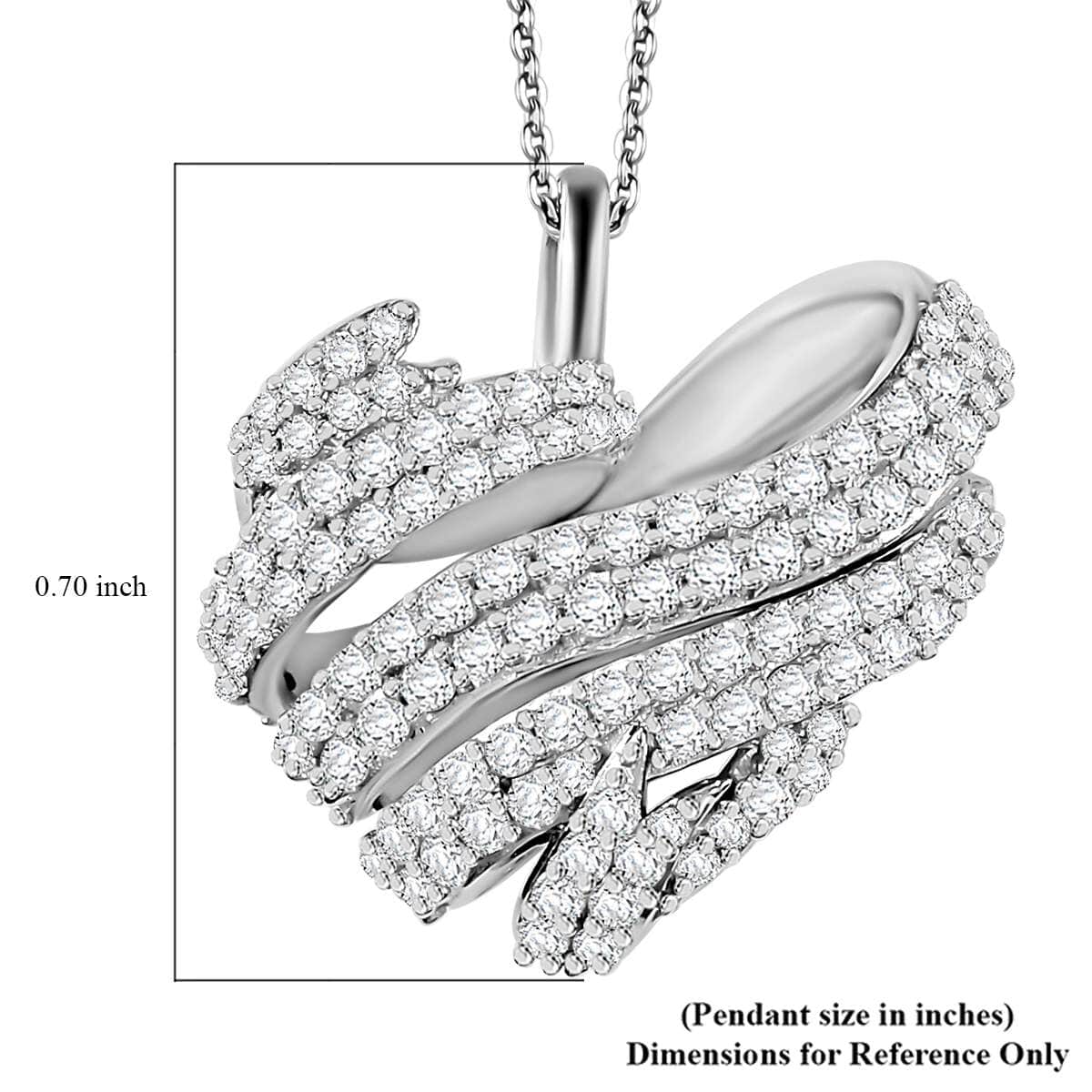 GP Amore Collection Diamond 0.50 ctw Heart Pendant Necklace in Rhodium Over Sterling Silver 20 Inches image number 6