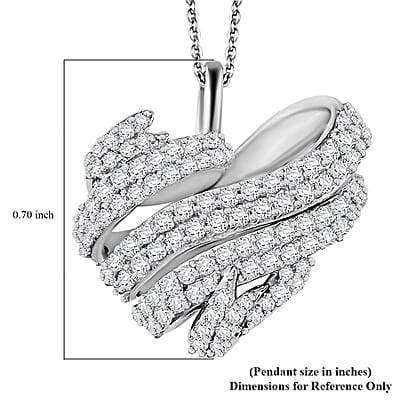 GP Amore Collection Diamond 0.50 ctw Heart Pendant Necklace in Rhodium Over Sterling Silver 20 Inches