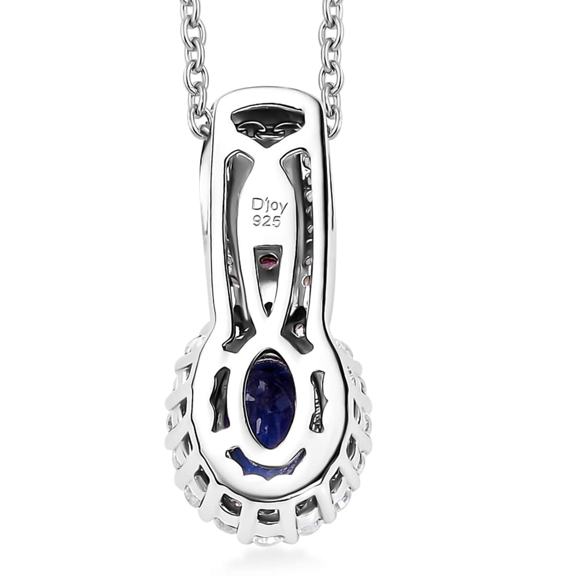 Ceylon Blue Sapphire and Multi Gemstone 1.35 ctw Ocean Blossom Pendant Necklace in 18K Vermeil RG and Rhodium Over Sterling Silver 20 Inches image number 4