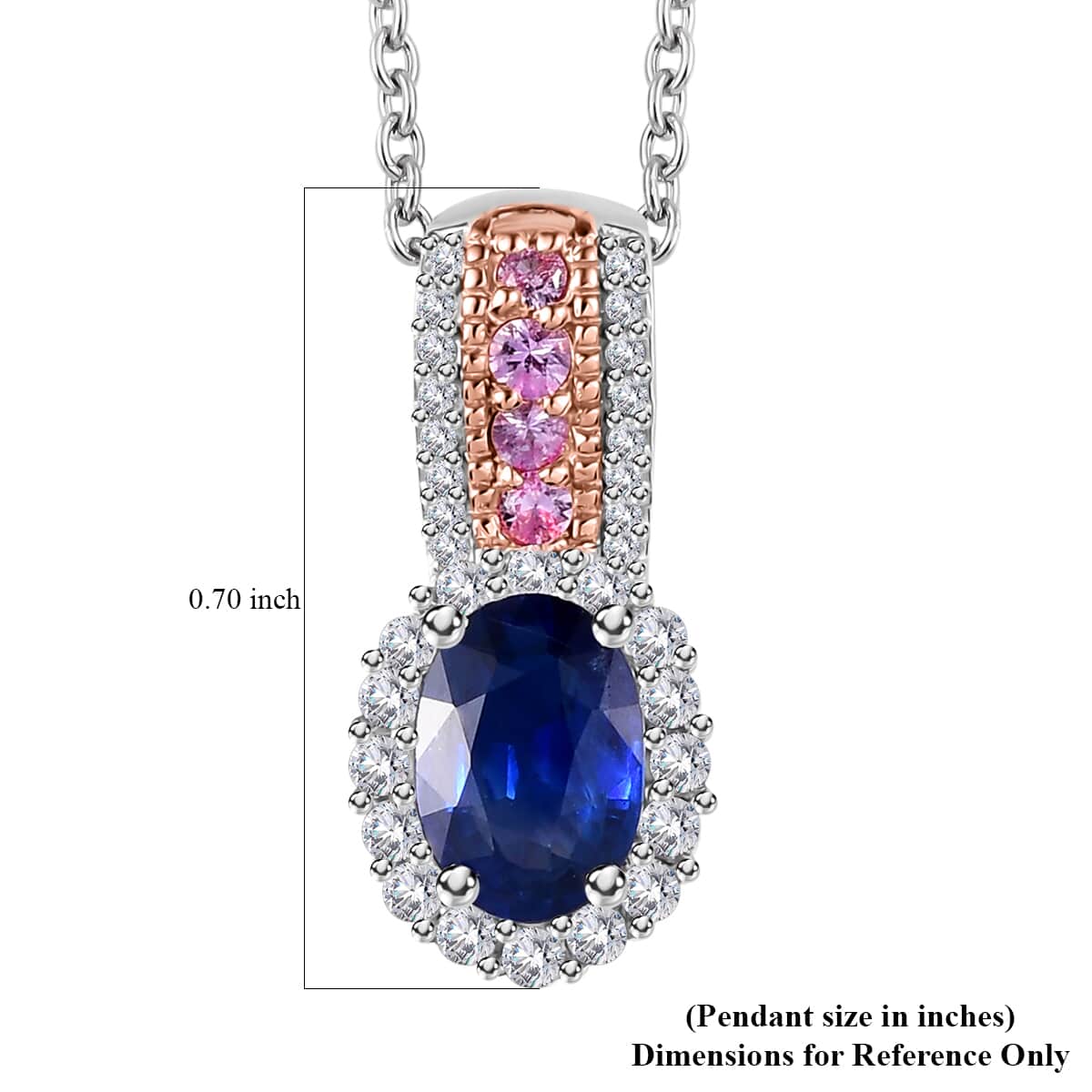 Ceylon Blue Sapphire and Multi Gemstone 1.35 ctw Ocean Blossom Pendant Necklace in 18K Vermeil RG and Rhodium Over Sterling Silver 20 Inches image number 5