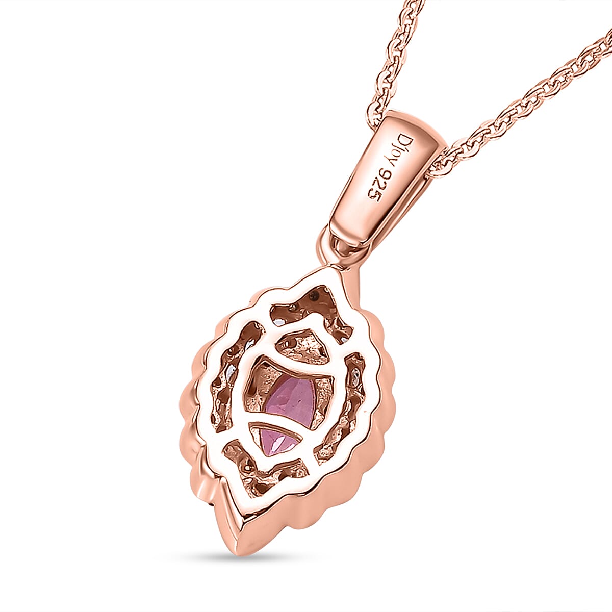 Mahenge Spinel, White and Brown Zircon 0.80 ctw Art Deco Pendant Necklace in 18K Vermeil YRG Over Sterling Silver 20 Inches