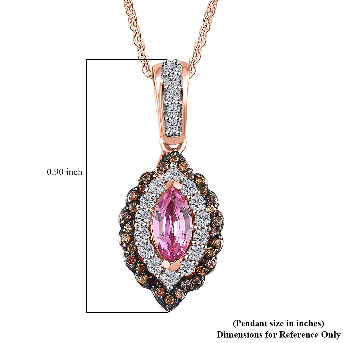 Mahenge Spinel, White and Brown Zircon 0.80 ctw Art Deco Pendant Necklace in 18K Vermeil YRG Over Sterling Silver 20 Inches
