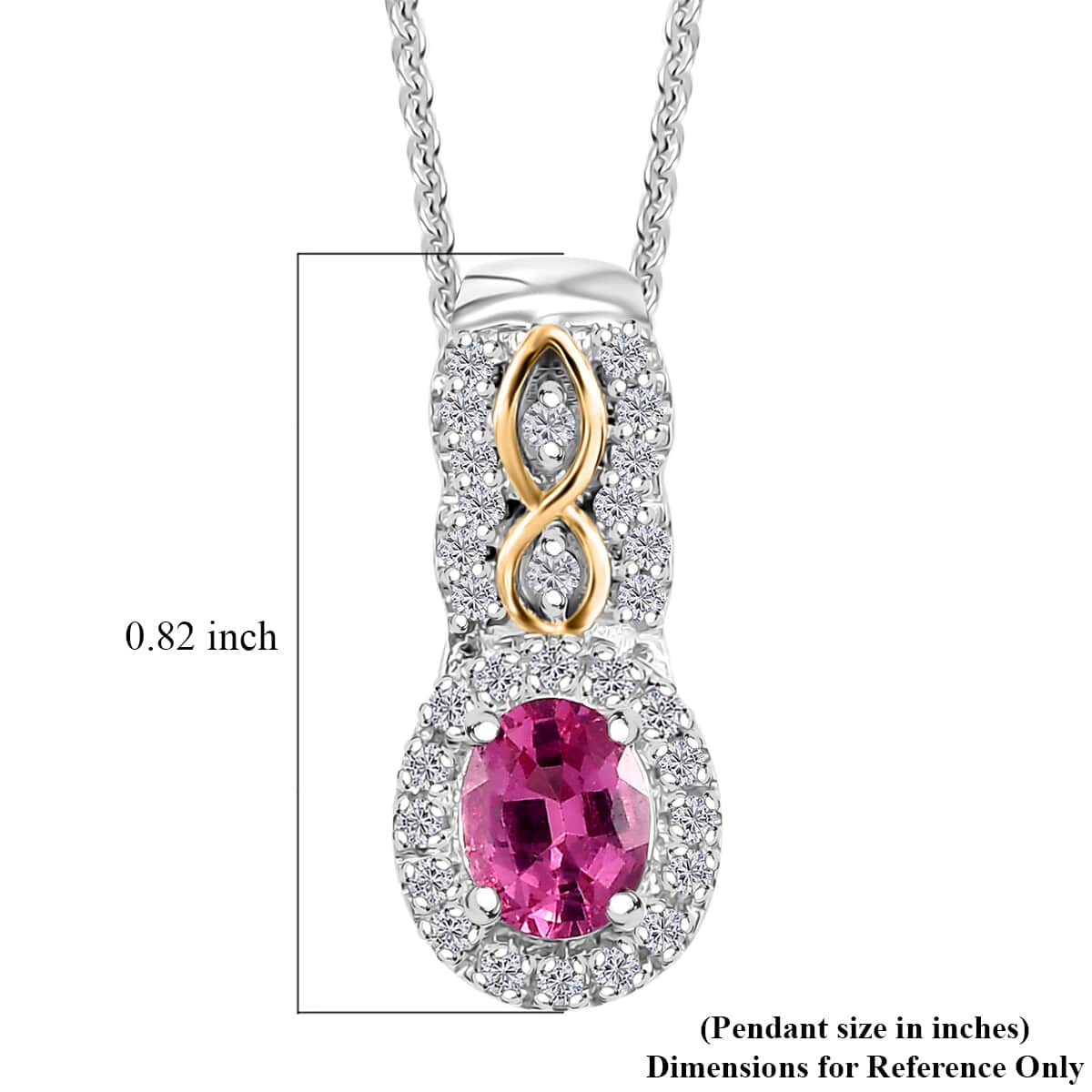 Mahenge Spinel and White Zircon 0.60 ctw Eternal Blossom Pendant Necklace in Rhodium and YG Over Sterling Silver 20 Inches image number 6