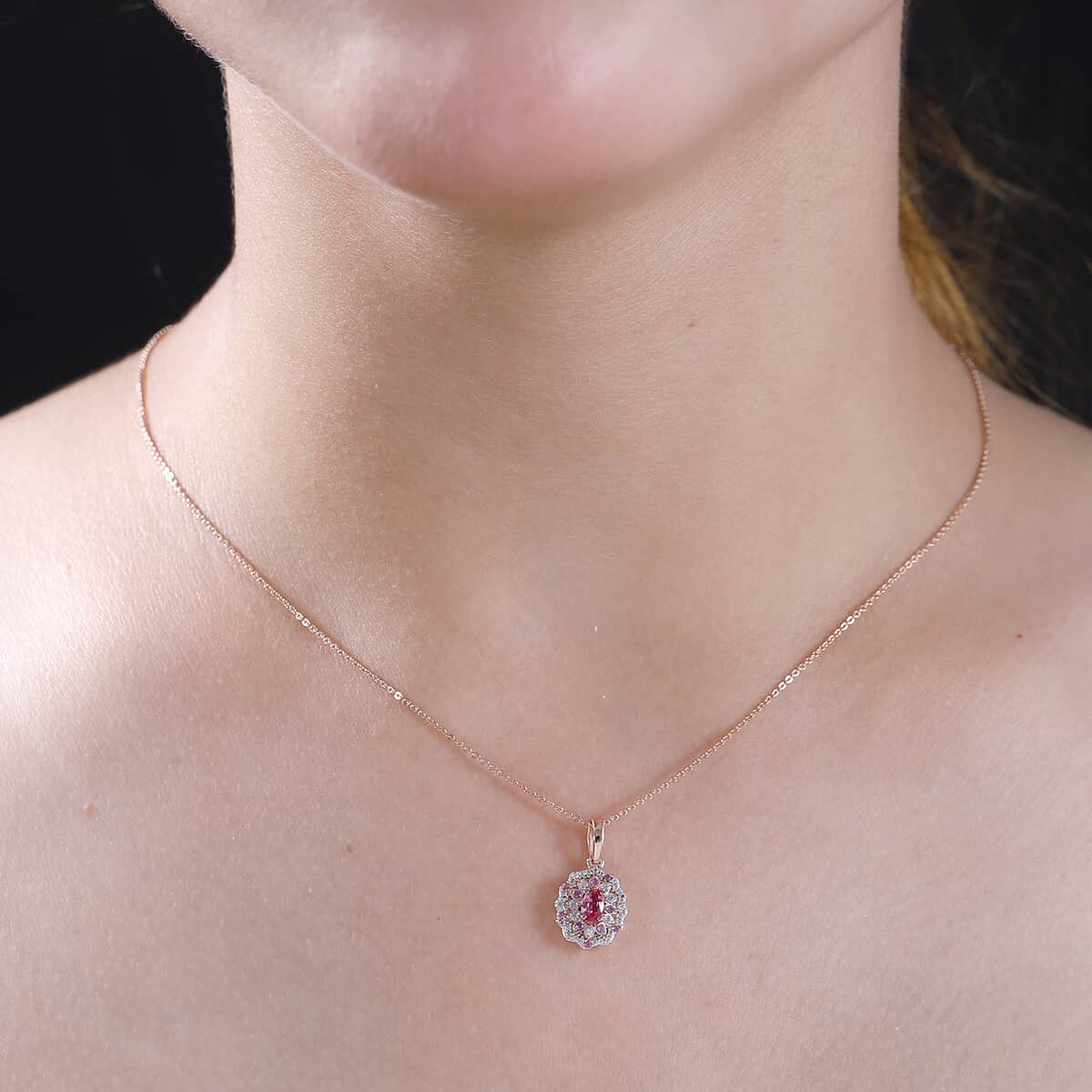 Mahenge Spinel and Multi Gemstone 0.75 ctw Sunset Bloom Pendant Necklace in 18K Vermeil Rose Gold Over Sterling Silver 20 Inches image number 2