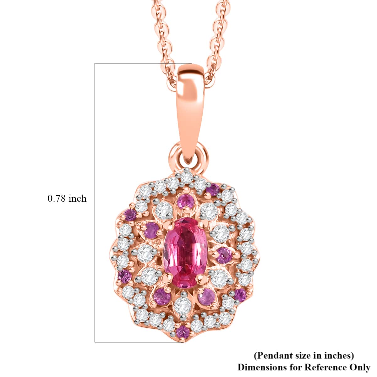 Mahenge Spinel and Multi Gemstone 0.75 ctw Sunset Bloom Pendant Necklace in 18K Vermeil Rose Gold Over Sterling Silver 20 Inches image number 6