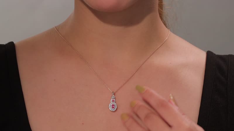 Mahenge Spinel and White Zircon 0.80 ctw Blossom Embrace Pendant Necklace in 18K Vermeil Rose Gold Over Sterling Silver 20 Inches